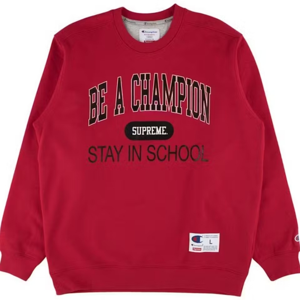 Supreme x Champion Stay In School Crewneck SS18